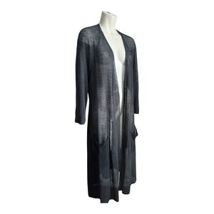 Vintage EILEEN FISHER Organic Linen Cardigan Gray Semi Sheer Duster Women’s XL